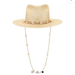 Straw hat lack of color shell neck strap